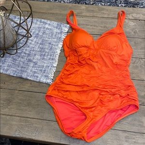 Slimming sunset orange one piece